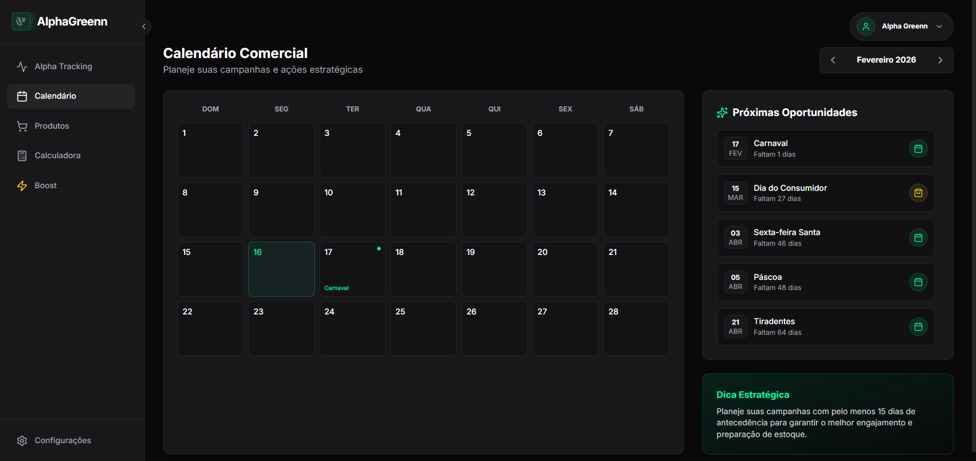 Calendario Comercial